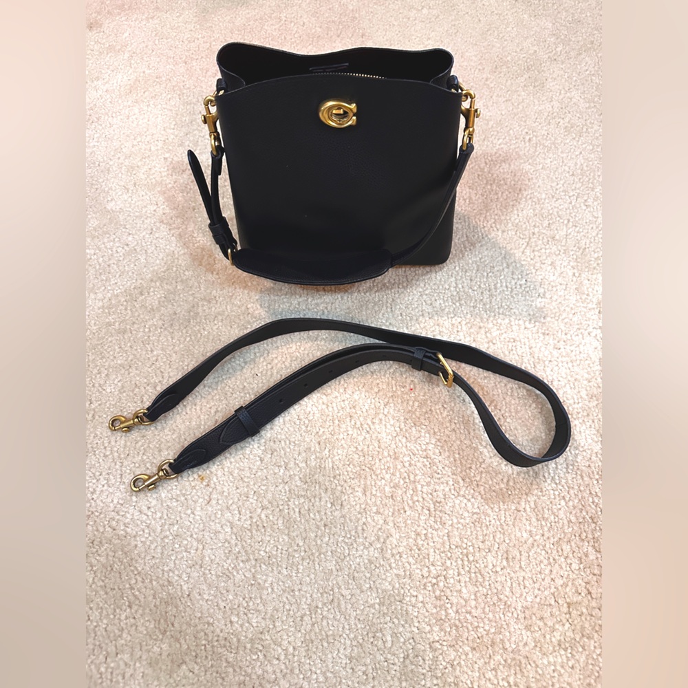 Coach Black Leather Shoulder Bag with Gold Hardware